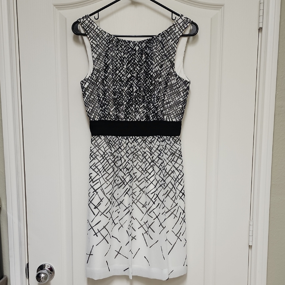 Max & Cleo Black & White Sheath Midi Dress